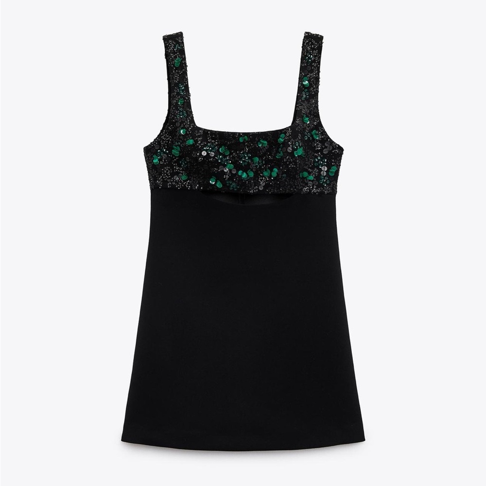 ZARA EMBROIDERED YOKE DRESS LIMITED EDITION BLACK NWT SMALL